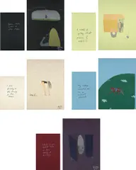 Jenny Watson, My father's music, 2001, stone lithographs on various fabrics (10), ed. 6/20