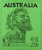 Reko Rennie, Green Aborigine Stamp, 2012, synthetic polymer paint on linen