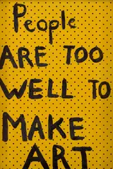 People Are Too Well To Make Art by Richard Lewer, 2002, synthetic polymer paint on pegboard, sold May 2022