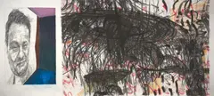 Mike Parr, Untitled (Self Portrait), charcoal, pencil and pastel on paper