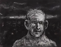 Peter Booth, Drawing (Man with Black Background), 2009, pastel on paper
