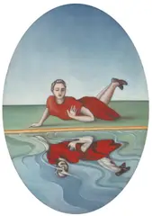 The More Fool I, So Great a Fool to Adore by Vivienne Shark Lewitt, 1991, oil on wood, sold May 2022