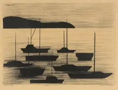 Evening Light I by Charles Blackman, 1967, lithograph, ed. A/P, sold Apr 2022
