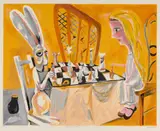 Charles Blackman, The Chess Game, screenprint, ed. 36/75