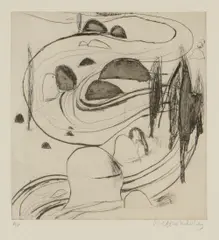 Brett Whiteley, The Fish River and Boulders, Oberon, 1979, etching, ed. 13/20