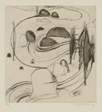 Brett Whiteley, The Fish River and Boulders, Oberon, 1979, etching, ed. 13/20