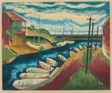 Alan Sumner, River Anchorage, c.1948, screenprint, printed in colour from 14 stencils, ed. of 38