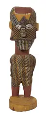 Stanislaus Puruntatameri, Djibara (Tapara) Moon Man, c.1975, natural earth pigments on wood