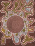 Anatjari Tjakamarra, Snake Dreaming at Kantawarrany, 1978, synthetic polymer paint on canvasboard