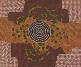 Billy Stockman Tjapaltjarri, Bush Potato (Yam) Dreaming at Ilpitirri, 1973, synthetic polymer paint on canvasboard
