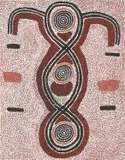 Jack Ross Jakamarra, Ngama Snake Body Design, 1980, synthetic polymer paint on canvasboard