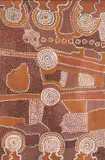 Toby Brown Tjampitjinpa, Kangaroo and Emu Dreaming at Anumba, 1976, synthetic polymer paint on canvasboard