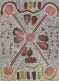Jack Ross Jakamarra, Ngama Snake Sand Design, 1980, synthetic polymer paint on canvasboard