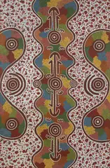 Wallaby and Possum at Kuyukulangu in a Storm by Michael Nelson Tjakamarra, 1989, synthetic polymer paint on canvas, sold Apr 2022