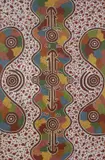 Michael Nelson Tjakamarra, Wallaby and Possum at Kuyukulangu in a Storm, 1989, synthetic polymer paint on canvas