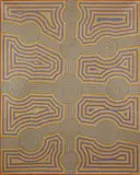 Joseph Jurra Tjapaltjarri, Tingari Men at Rockhole Site of Tarkulnga, 1997, synthetic polymer paint on linen