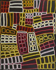 Tingari Cycle by Walala Tjapaltjarri, 1998, synthetic polymer paint on linen, sold Apr 2022
