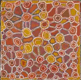 Women's Ceremony at Rockhole Site of Wirulnga by Walangkura Napanangka, 1997, synthetic polymer paint on canvas, sold Apr 2022