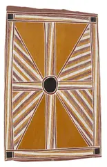 David Malangi, Mirramina (Sacred Waterhole), 1975, natural earth pigments on eucalyptus bark