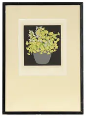 Cowslips by Hall Thorpe, 1922, woodblock print, sold Mar 2022