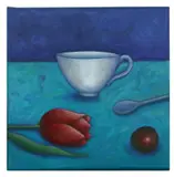 Madeleine Winch, Tulip and Plum, oil on canvas