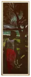 Island Scene with Figure Under Tree by Ray Crooke, oil on hessian laid on board, sold Mar 2022