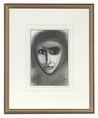 Ingrid by Robert Dickerson, charcoal on paper, sold Mar 2022