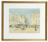 David Davies, Dieppe Market Day, watercolour