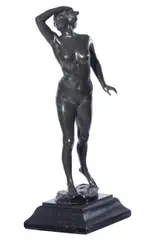Frederick Brook Hitch, Standing Female Nude Gazing Over Her Shoulder, bronze