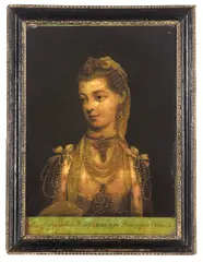 Thomas Frye, Her Most Excellent Majesty Charlotte Queen of Great Britain, circa 1762, glass colour print from original mezzotint
