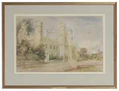 David Cox, A View of Battle Abbey with a Horse and Cart Approaching, pencil and wash