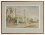 David Cox, A View of Battle Abbey with a Horse and Cart Approaching, pencil and wash