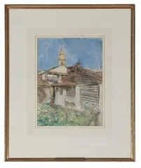 The Priest's Garden, Cogne by Arthur McCormick, black chalk and watercolour, offered Mar 2022