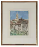 Arthur McCormick, The Priest's Garden, Cogne, black chalk and watercolour