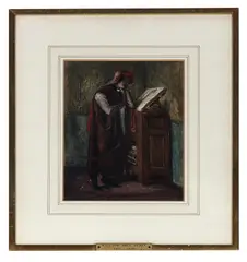 William Bell Scott, Spanish Student, watercolour heightened with white