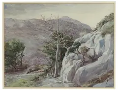 Joseph Knight, A Rocky Mountainous Landscape, 1867, pencil and wash