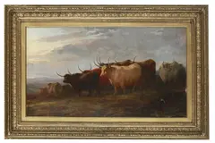 Henry Park, Highland Cattle in a Landscape, 1868, oil on canvas on board