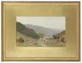 Fred Williamson, Shepherd with Sheep in a Highland Landscape, watercolour and gouache on paper