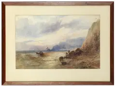 Untitled (Shipwreck and Storm, with Rescue) by William Roxby Beverley, watercolour, sold Mar 2022