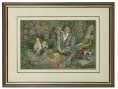 Richard Peter Richards, Pickpocket With His Dog, watercolour