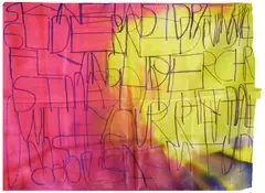 Patrick Moses, Sky, 2019, ink and pen on satin fabric