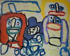 Neighbours by Rehan Yousuf, 2016, mixed media on canvas, sold Oct 2021