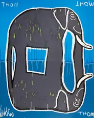 Thom Roberts, Elephant Standing in the Water, acrylic on canvas