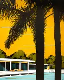Paul Davies, Two Palms + Yellow Sky + Modern Home, 2009, synthetic polymer paint on canvas