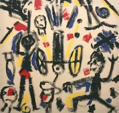 Top Hat, Ubu Roi by David Larwill, 1986, oil on linen, sold Nov 2021