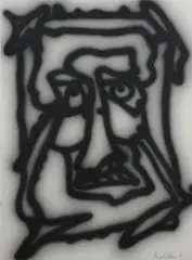 Untitled (Distorted Head) by Howard Arkley, 1998, synthetic polymer paint on paper, sold Nov 2021