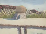 Enos Namatjira, Flynn's Grave, c.1950, watercolour and pencil on board