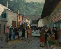 Ethel Carrick, Fish Market in Nice, c.1930, oil on canvas