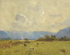 David Davies, Cows Grazing, oil on canvas
