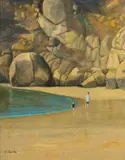 Ray Crooke, Low Tide, Magnetic Island, oil on board